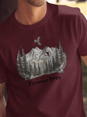 Forever Free Mountain T-Shirt 🦅⛰️ | Eagle Flying Nature Graphic Tee